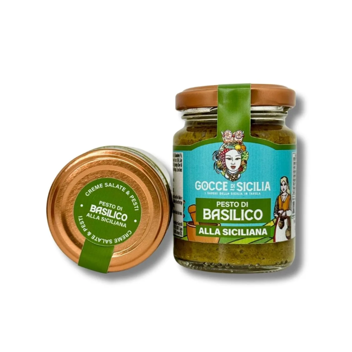 Sicilian Basil Pesto - Ready to eat. 90 grams pot.