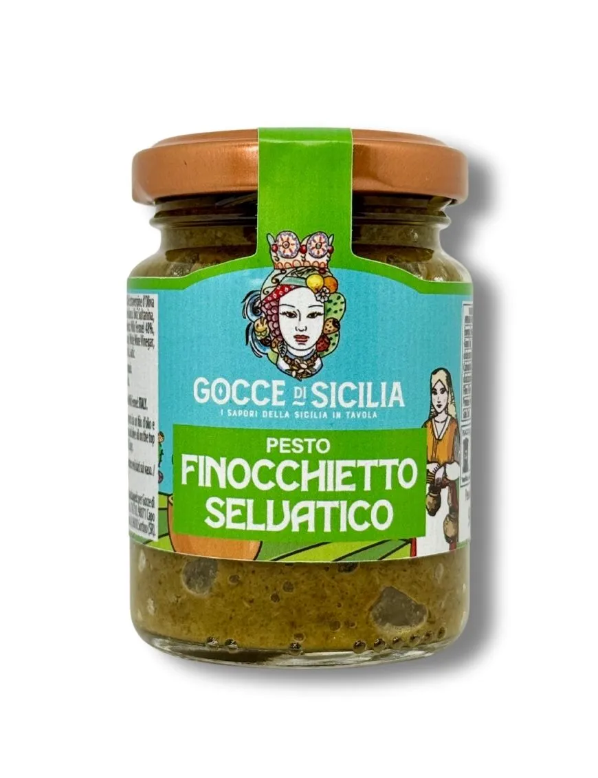Pesto pronto da usare, al finocchietto selvatico Gocce di Sicilia ideale per 2 persone