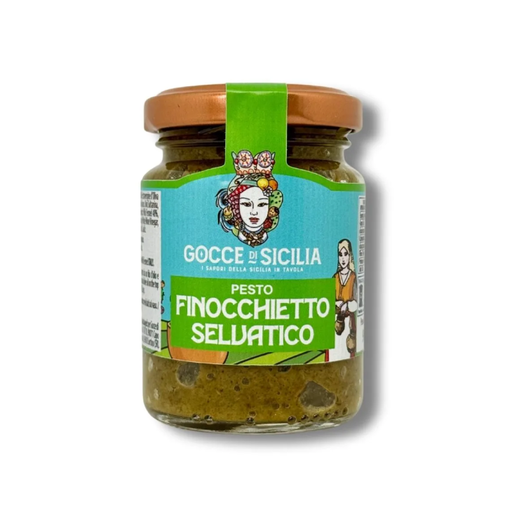 Pesto pronto da usare, al finocchietto selvatico Gocce di Sicilia ideale per 2 persone