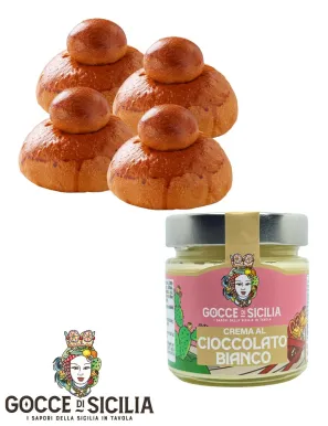 Box col Tuppo al Cioccolato Bianco - con quattro brioche e crema spalmabile