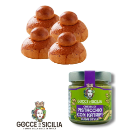 Box with Tuppo Kataifi Dubai Style Pistachio Cream:- with four brioches and spreadable cream