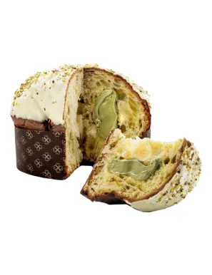 Artisan panettone filled with Pistachio cream, 750g. Gocce di Sicilia