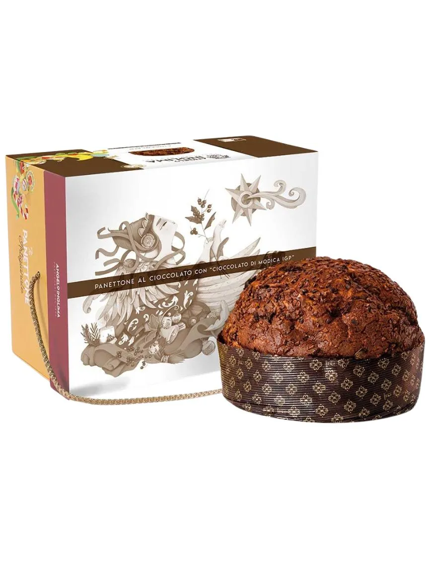panettone al cioccolato con scatola elegante