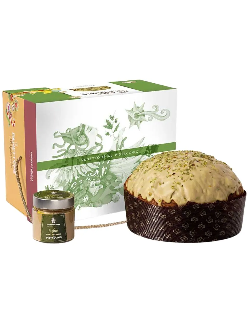 panettone al pistacchio con scatola elegante