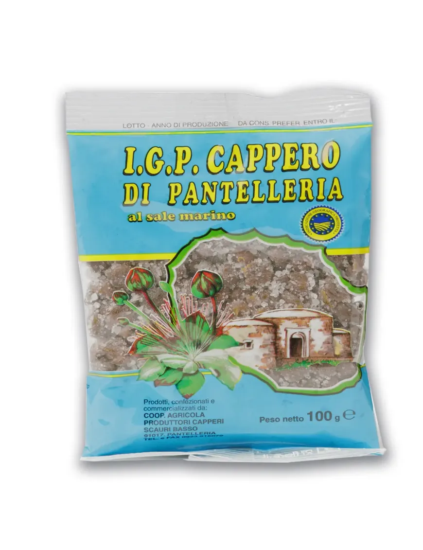 Small Pantelleria Capers IGP in Sea Salt – 100 grams Small Pantelleria Capers IGP in Sea Salt – 100 grams