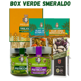Confezione Regalo Verde Smeraldo con prodotti tipici siciliani al pistacchio