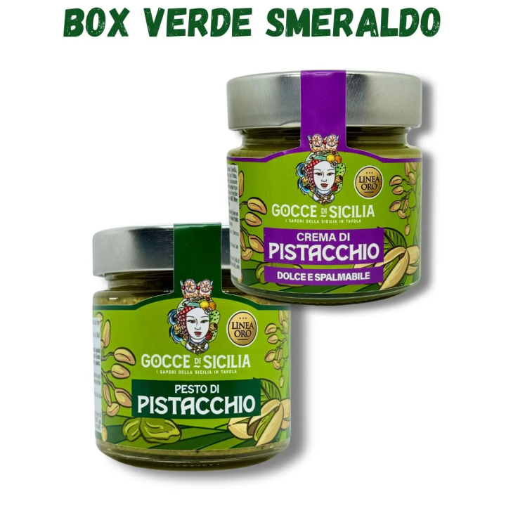 Emerald Green Gift Box with typical Sicilian pistachio products