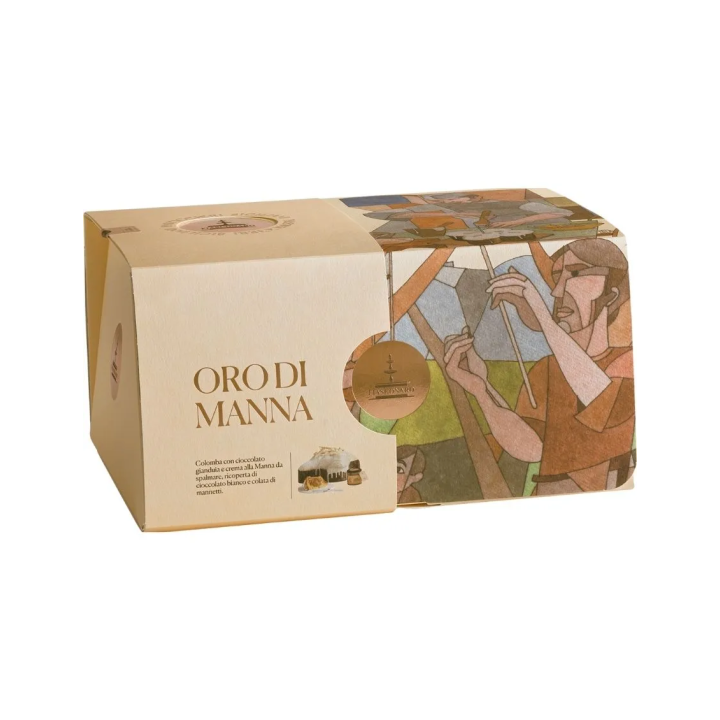 Colomba Oro di Manna Fiasconaro, with a jar of Manna cream
