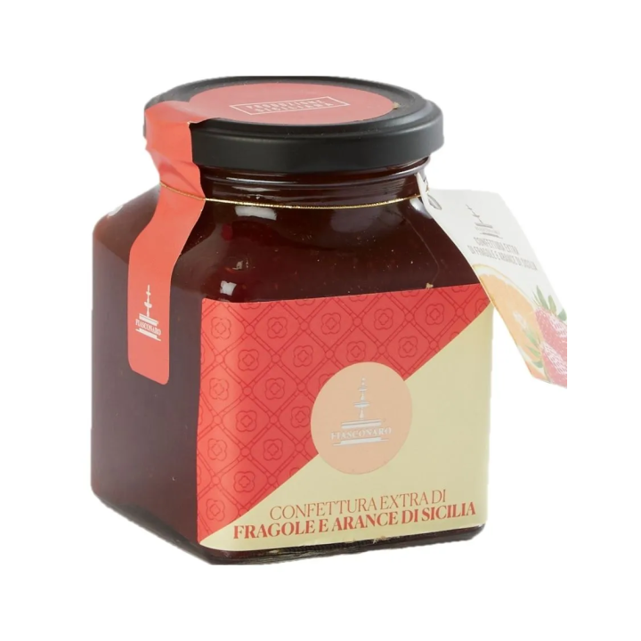 Fiasconaro jam of Sicilian strawberries and oranges, jar of 360 g