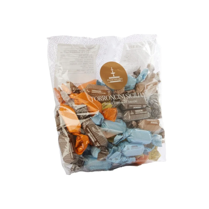Torroncini Fiasconaro morbidi di mandorle e pistacchi in busta da 250g