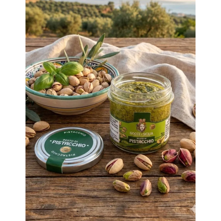 High quality pistachio pesto in a 90 gram jar