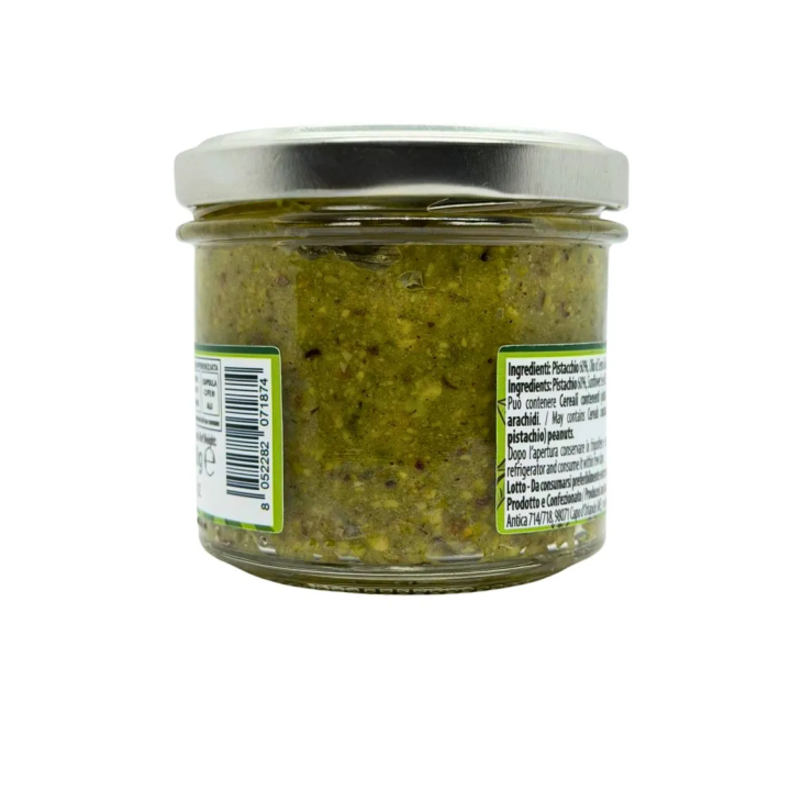 High quality pistachio pesto in a 90 gram jar