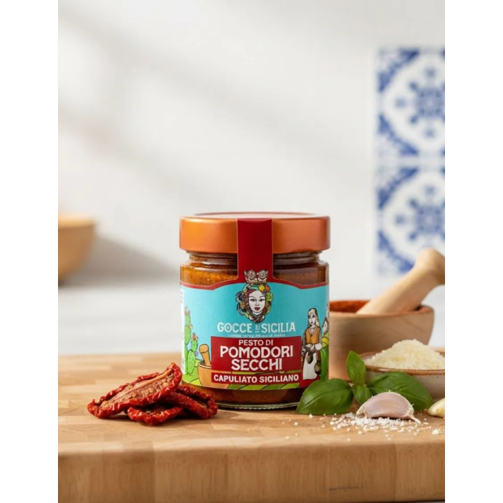 Sicilian capuliato. Pesto of dried tomatoes. 190 gr pot.