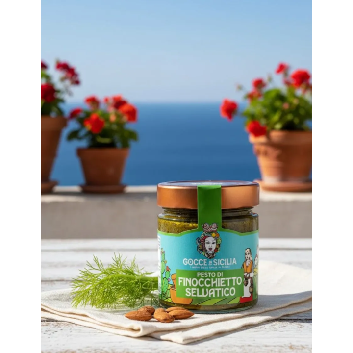 Pesto di Finocchietto selvatico pronto da usare. Condimento per pasta