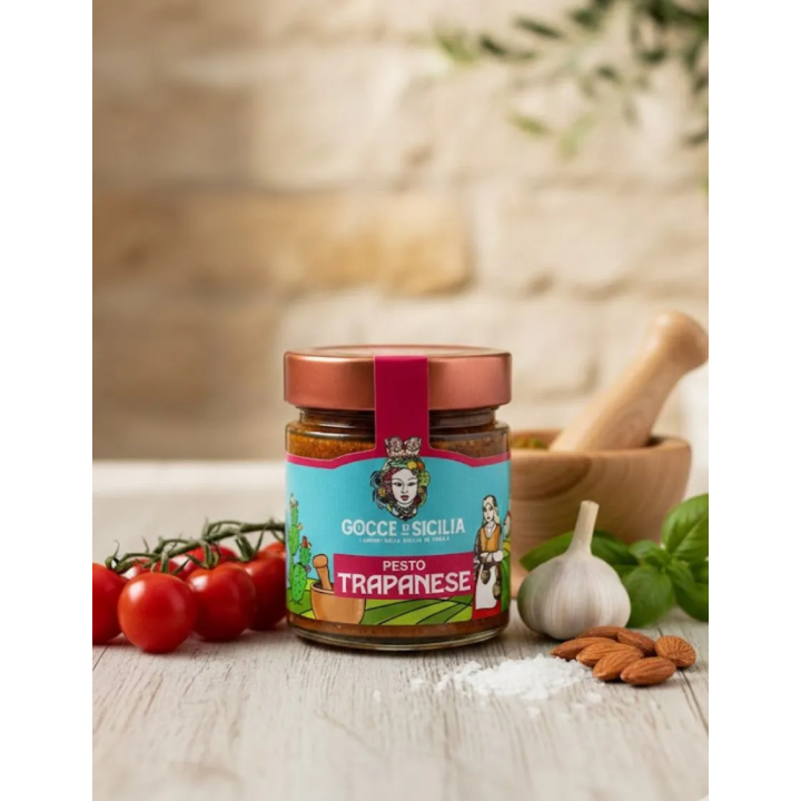 Pesto alla trapanese originale. Condimento per pasta