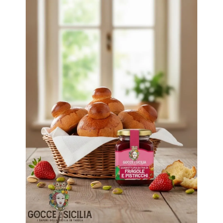 Box with Tuppo with Strawberry Jam - with four brioche and jam