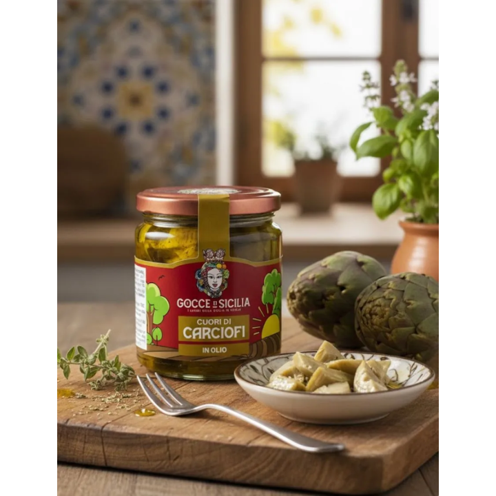 Cuori di carciofi a pezzi in conserva sott'olio da 280 grammi