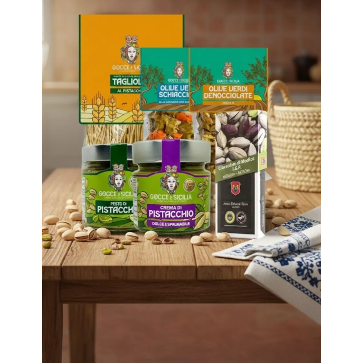 Emerald Green Gift Box with typical Sicilian pistachio products