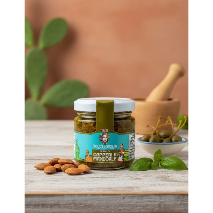 Pesto di capperi e mandorle, vasetto da 85 grammi in vendita online