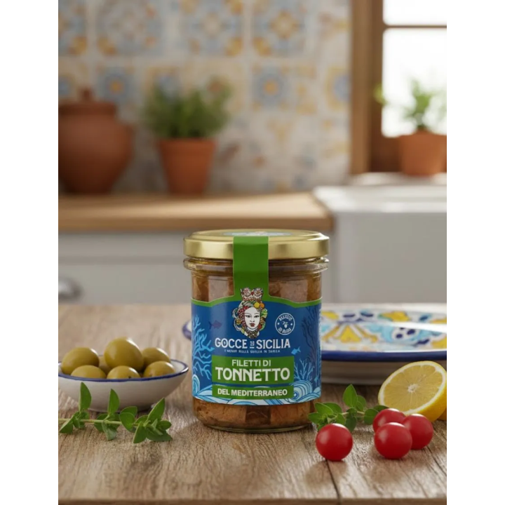 Filetti di Tonnetto del Mediterraneo in olio d'oliva 200 gr