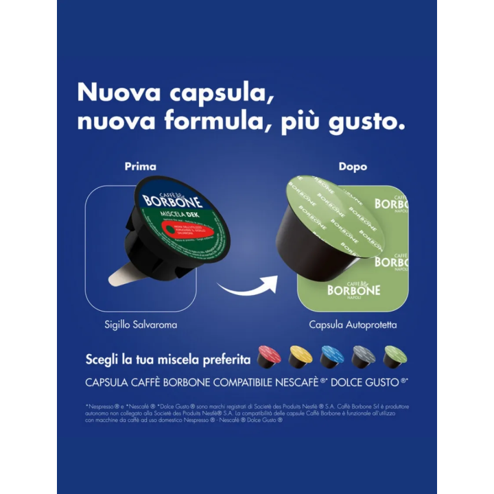 Borbone DEK Blend Capsules compatible with Nescafè Dolce Gusto
