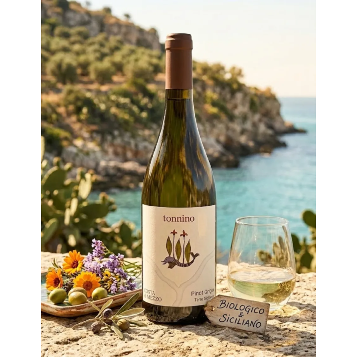 Costa di Mezzo Pinot Grigio Bio 2025 - Vino Bianco Siciliano Tonnino