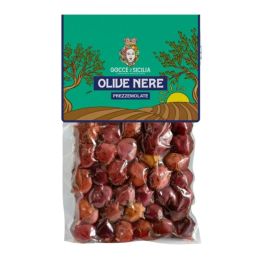 Olive nere prezzemolate, conservate in buste sottovuoto da 300g