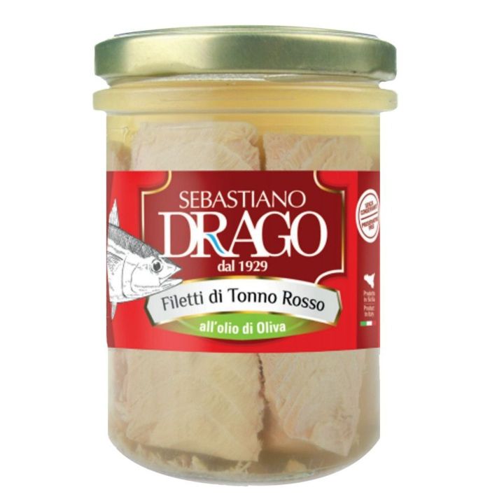Filetti di tonno rosso del Mediterraneo in olio d'oliva.
