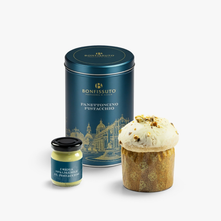 Pistachio Mini Panettone in Tin 160g | Bonfissuto