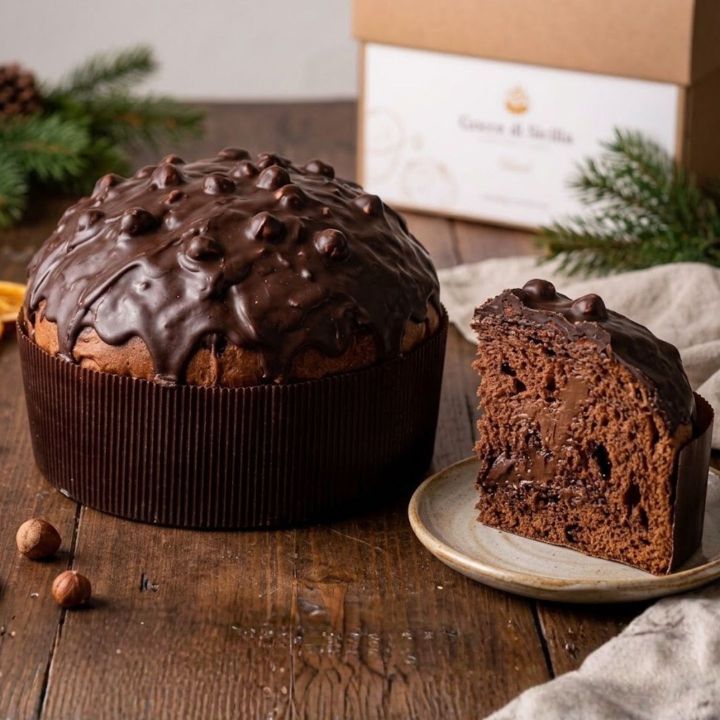Artisanal Chocolate & Gianduia Panettone 1kg | Gocce di Sicilia