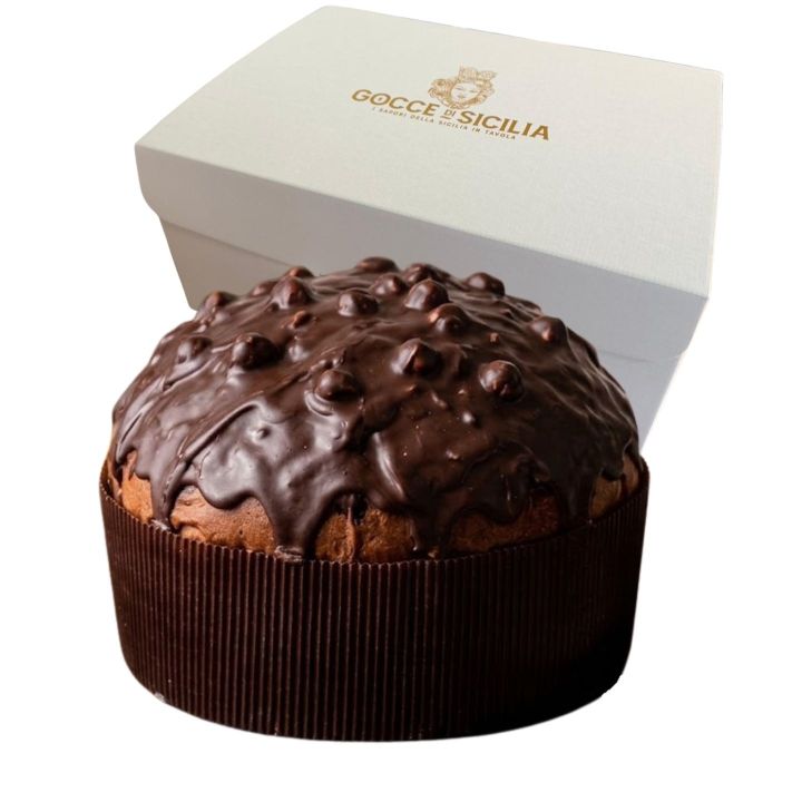 Artisanal Chocolate & Gianduia Panettone 1kg | Gocce di Sicilia
