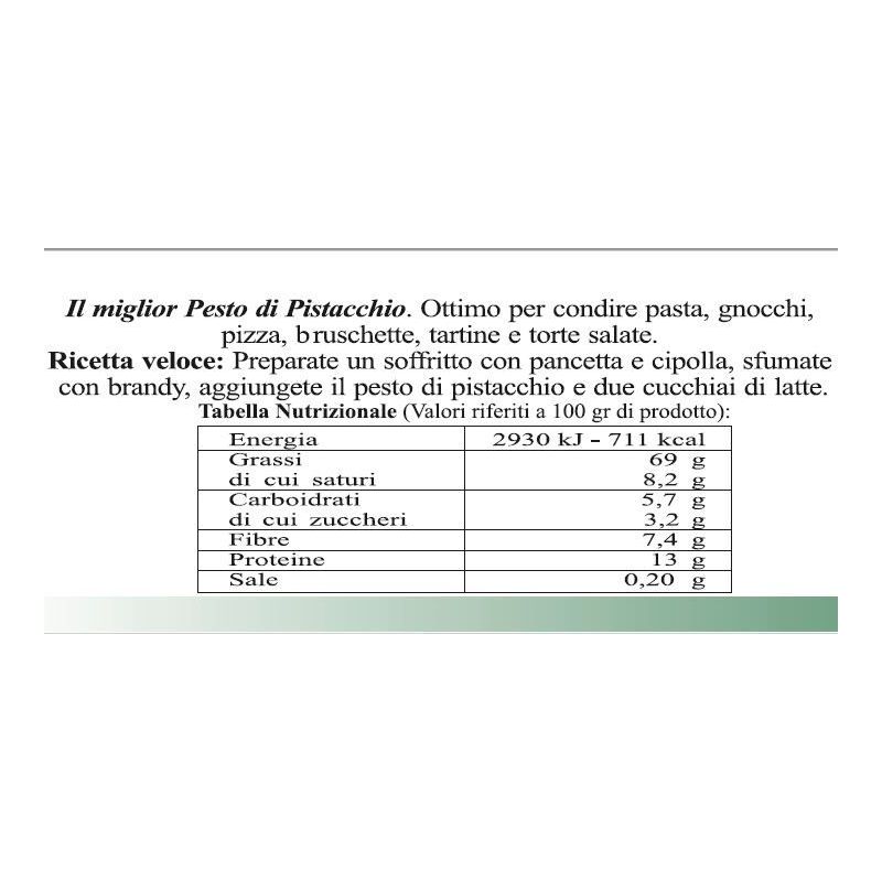 Pesto di Pistacchio al 70% di pistacchi - vaso da 90 grammi.