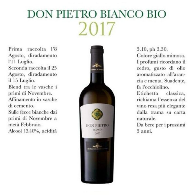 Don Pietro Organic White Wine 2019 - Dei Principi di Spadafora