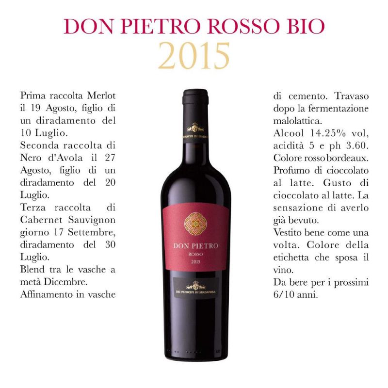 Don Pietro Organic Red Wine 2016 - Dei Principi di Spadafora