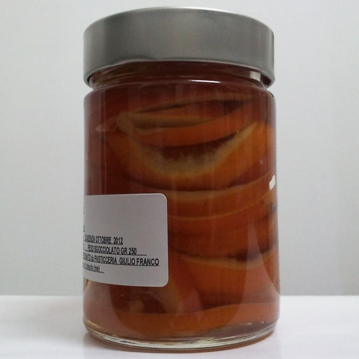 Scorzette di arancia candita ricoperte con cioccolato