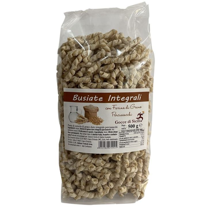 Busiate Integrali Pasta tipica siciliana