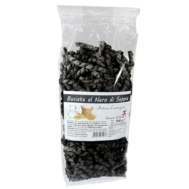 Busiate with Cuttlefish Ink - Sicilian pasta
