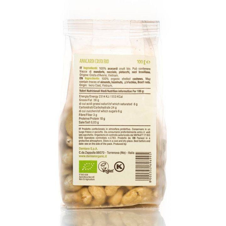 Anacardi sgusciati crudi Bio