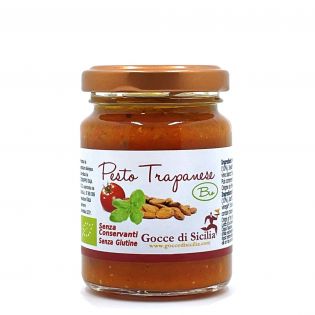 Organic Trapanese Pesto sauce for pasta jar of 90 grams