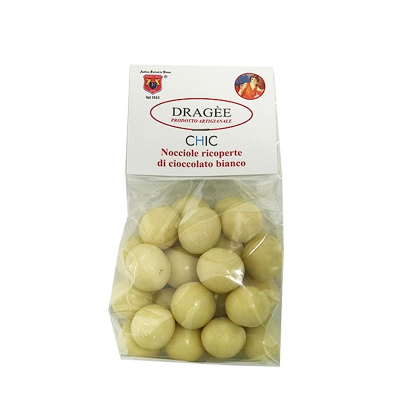 Dragee Toasted hazelnuts covered with white chocolate
