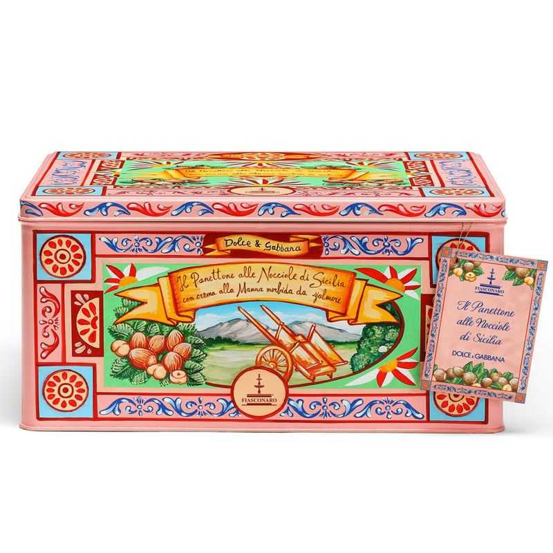 Panettone alle nocciole con crema di manna spalmabile - latta firmata D&G