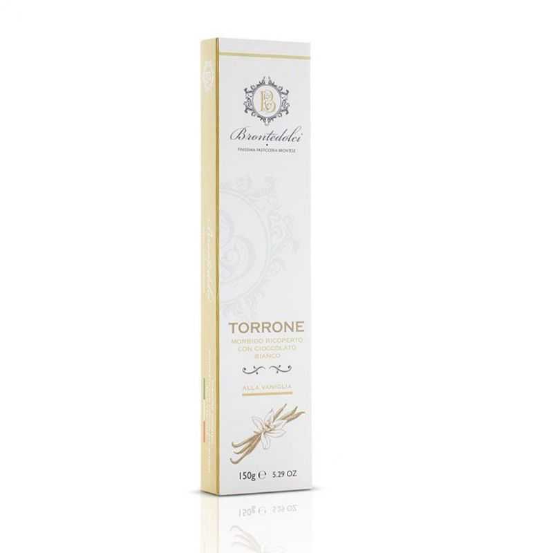 Soft nougat covered with white chocolate 150 grams.