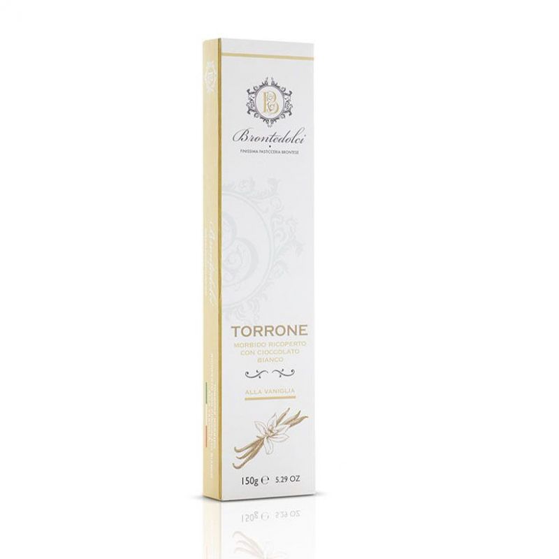 Torrone morbido ricoperto con cioccolato bianco 150 grammi.