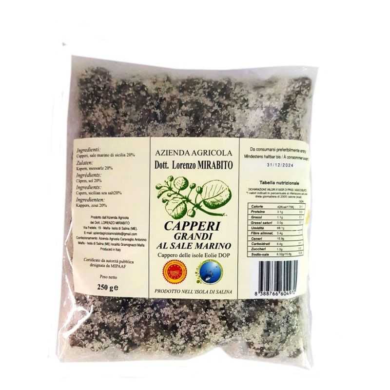 Big-size Capers of Aeolian Islands PDO in bags of 250 grams Big-size Capers of Aeolian Islands PDO in bags of 250 grams