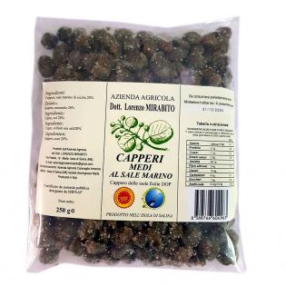 Medium Size Capers of Aeolian Islands DOP 250 gr. - Produced in Salina
