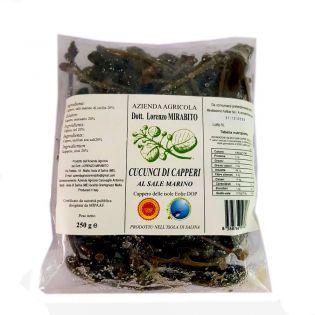 Cucunci fruits of the caper in salt in a bag of 250 gr. - Produced in Salina