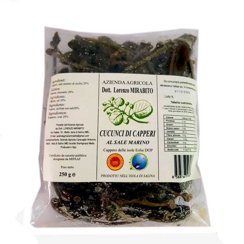 Cucunci delle Isole Eolie DOP sotto sale in sacchetto da 250 gr.