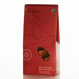 Toasted almonds covered with dark chocolate and chilli Damiano 100g - BIO