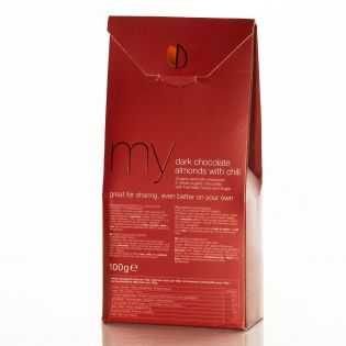 Toasted almonds covered with dark chocolate and chilli 100 g - BIO