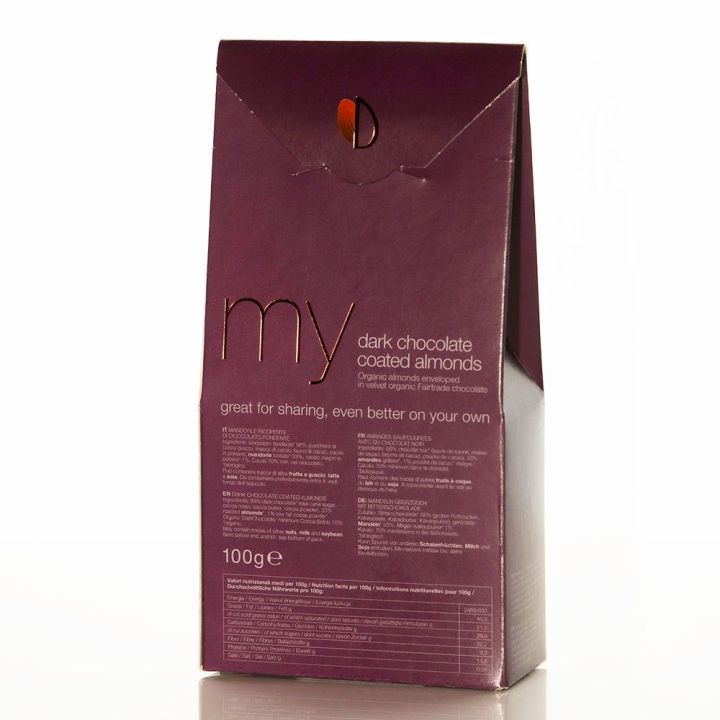 Toasted almonds covered with dark chocolate 100 g - BIO